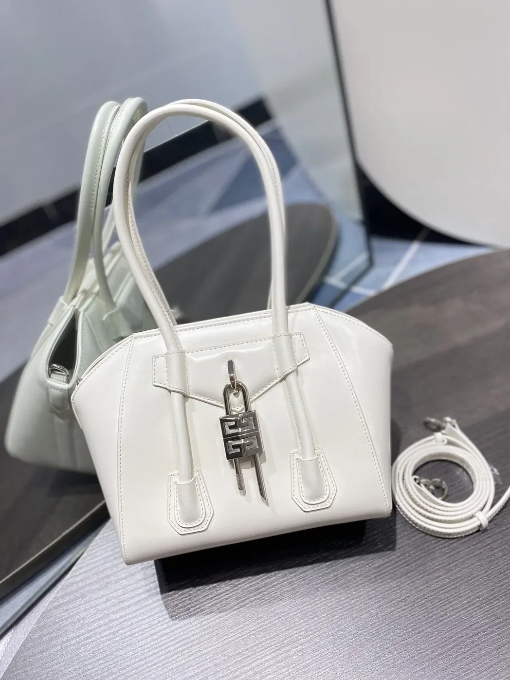 Givenchy Mini Antigona Lock Bag Ivory