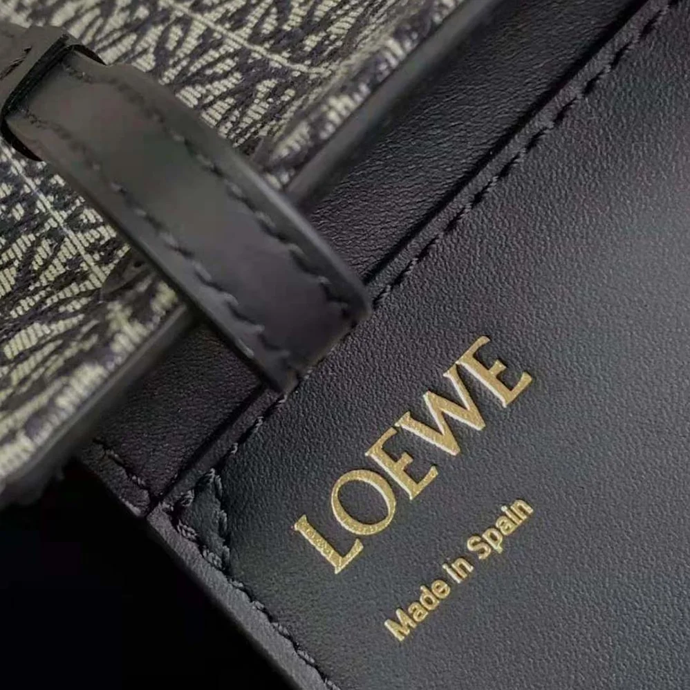 Loewe East West Tote Bag in Anagram Jacquard and Calfskin for Women in Black Loewe East West Tote Bag in Anagram Jacquard and Calfskin for Women in Black