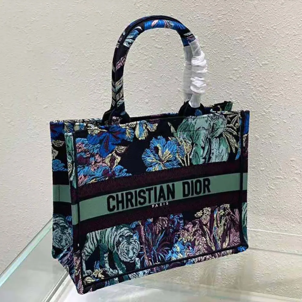 Dior Medium Dior Book Tote Blue Multicolor Toile de Jouy Voyage Embroidery for Women