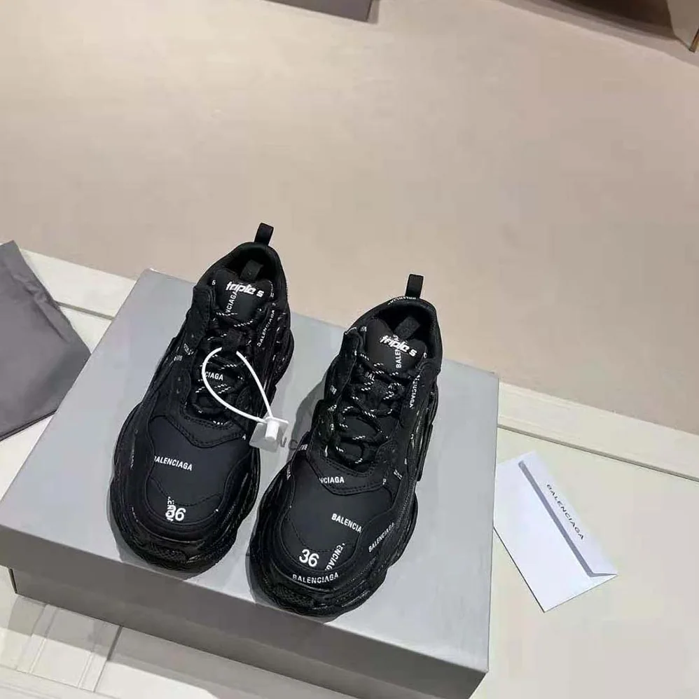 Balenciaga Triple S Sneaker Allover Logo in Dark Green and BlackTechnical Material for Unisex