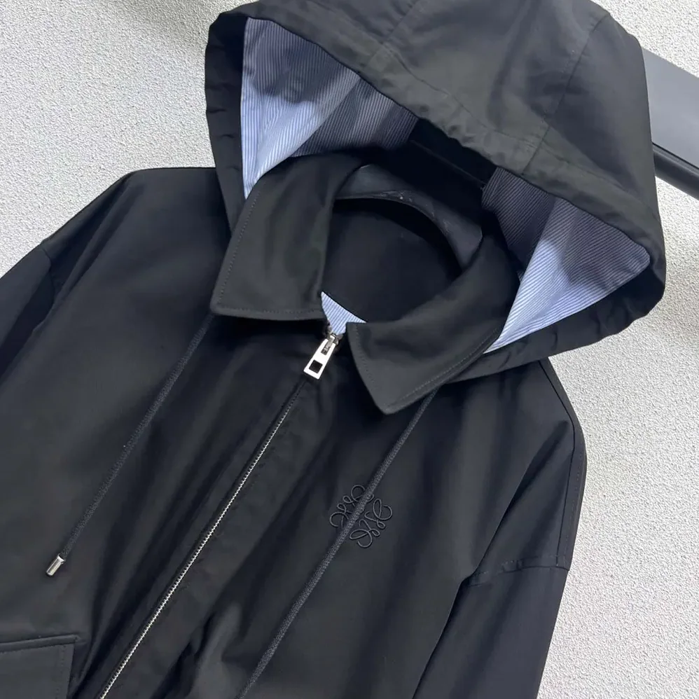 Loewe Hooded Parka in Cotton for Men in Black