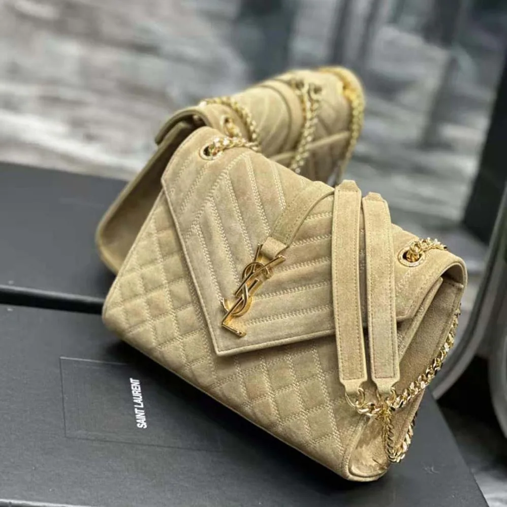 Saint Laurent YSL Envelope Medium Chain Bag in Mix Matelassé Corduroy for Women Saint Laurent YSL Envelope Medium Chain Bag in Mix Matelassé Corduroy for Women