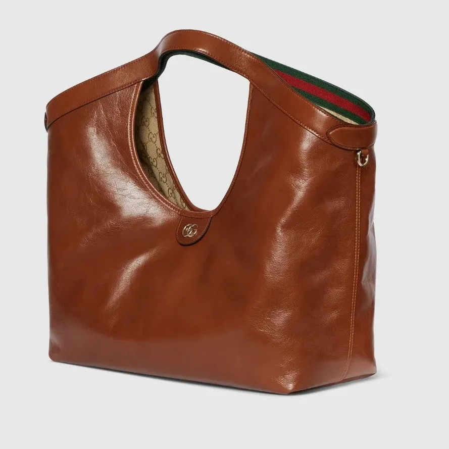 Gucci Giglio Large Tote Bag in Dark Brown Gold Hardware