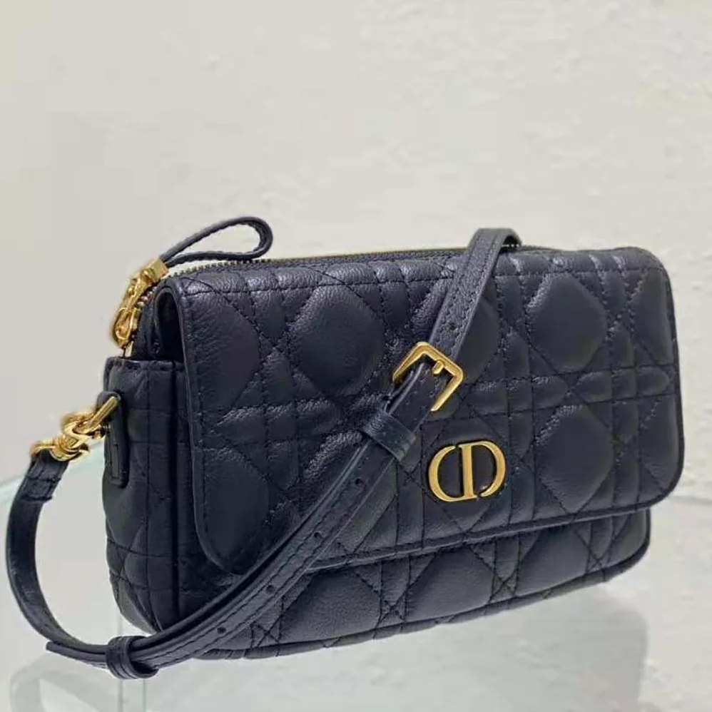 Dior Caro Pouch Black Supple Cannage Calfskin for Women Dior Caro Pouch Black Supple Cannage Calfskin for Women