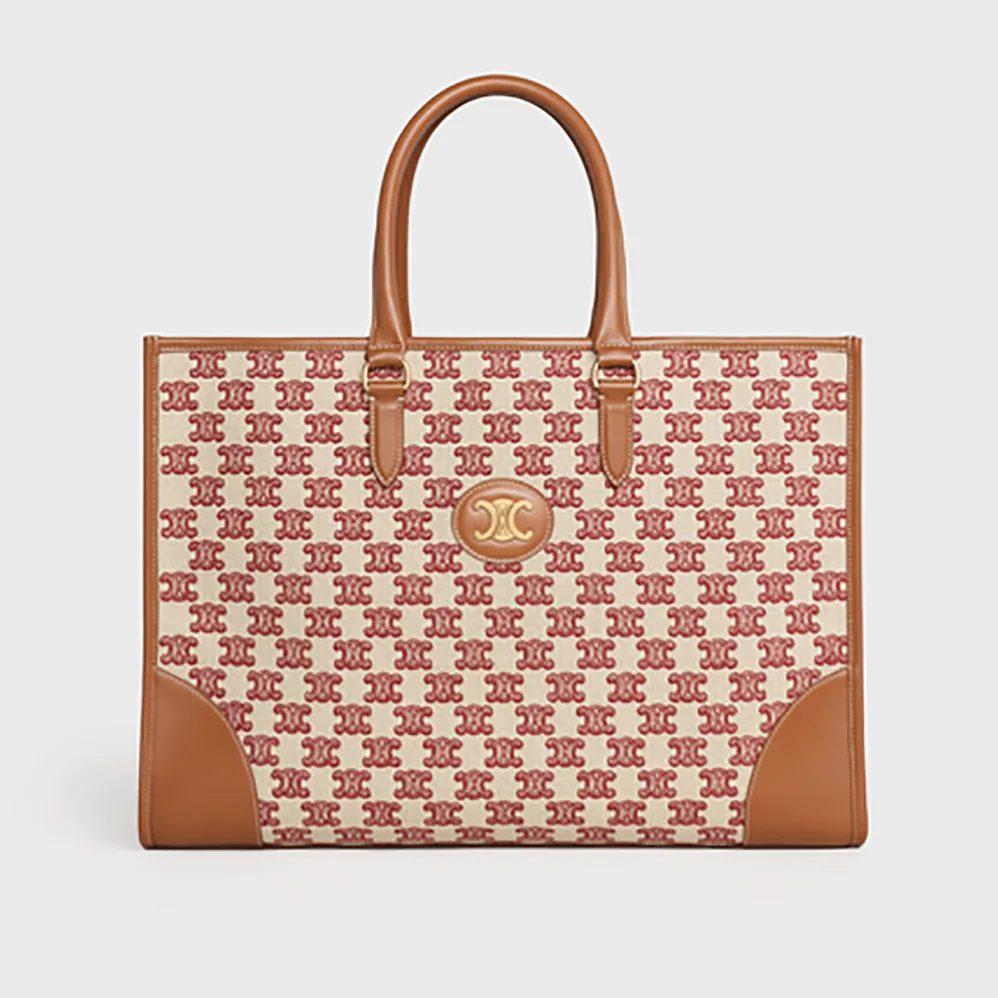 Celine Horizontal Cabas in Textile with Triomphe Embroidery for Women