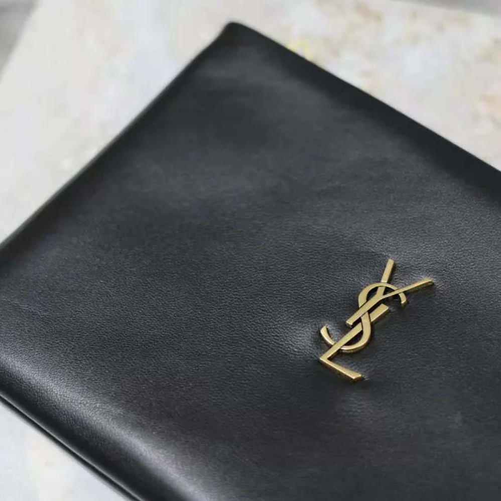 Saint Laurent YSL Calypso Small Pouch in Lambskin for Women in Black Saint Laurent YSL Calypso Small Pouch in Lambskin for Women in Black