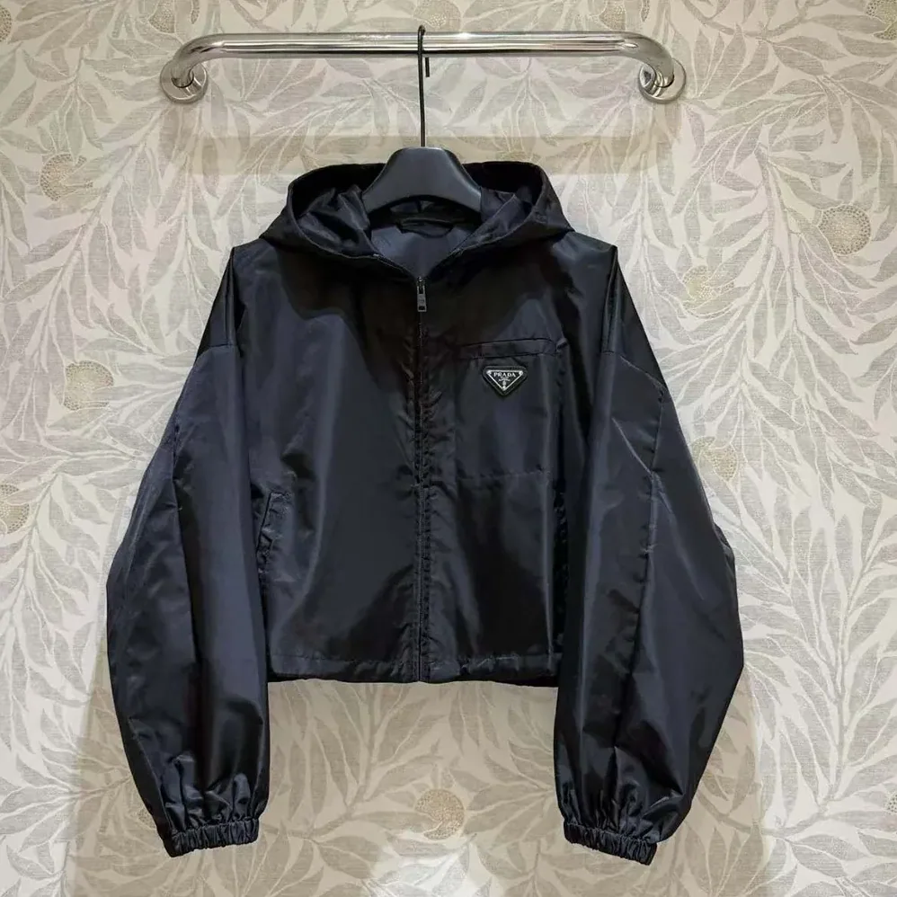 Prada Re-Nylon Cropped Jacket for Women in Black