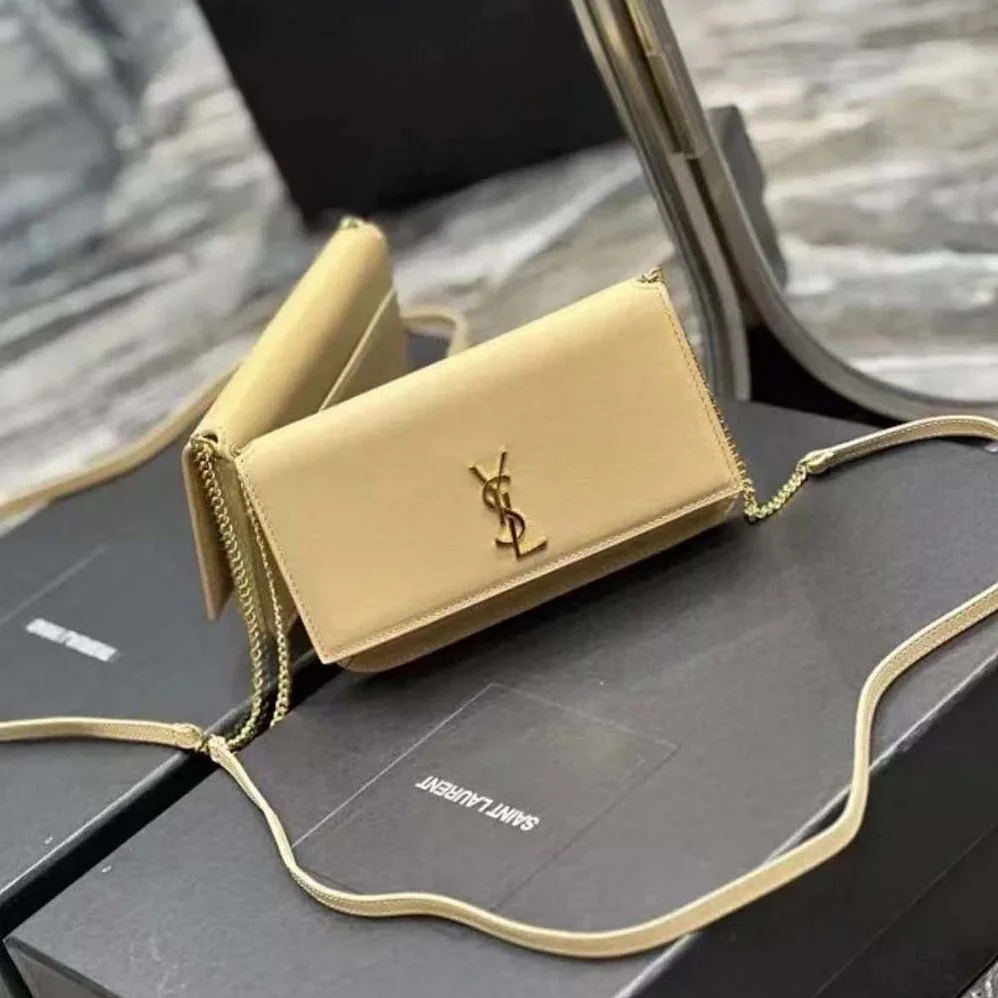 Saint Laurent YSL Cassandre Phone Holder in Smooth Leather for Women in Sandy Saint Laurent YSL Cassandre Phone Holder in Smooth Leather for Women in Sandy