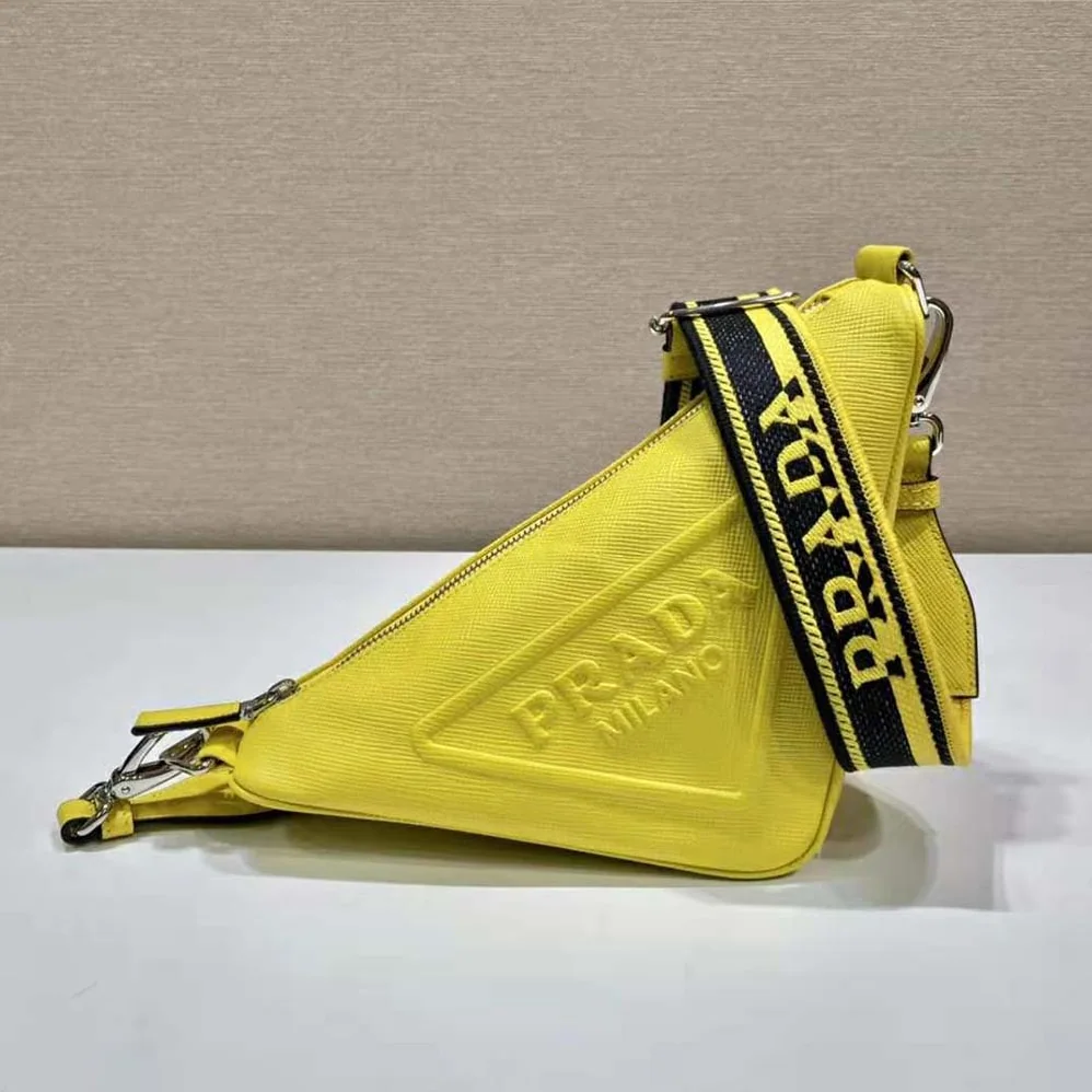 Prada Saffiano Prada Triangle Bag for Women in Yellow