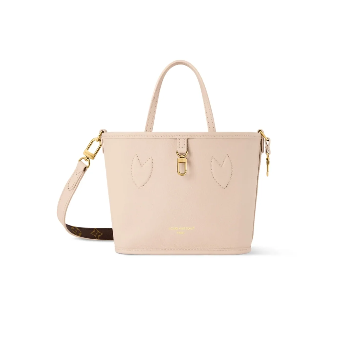 Louis Vuitton Neverfull Bandouliere Inside Out BB Tote Bag in Limestone Gold Hardware