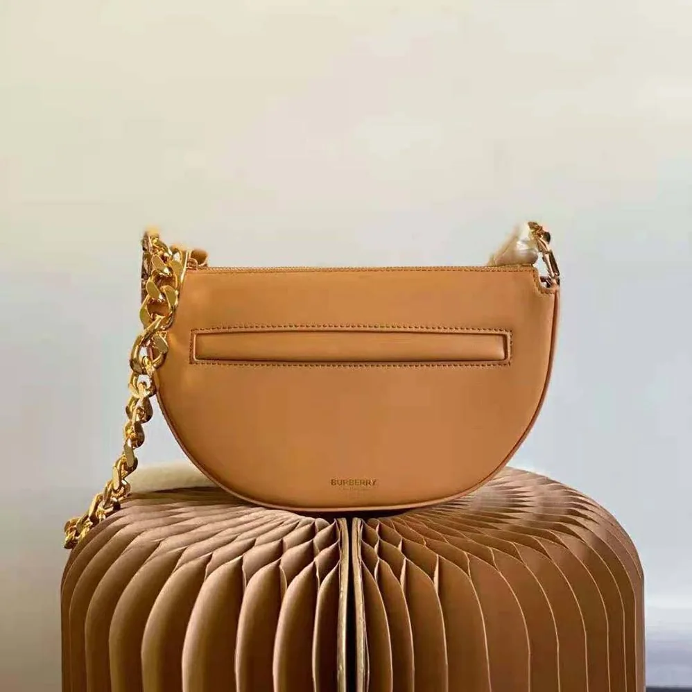 Burberry Mini Leather Zip Olympia Bag for Women in Brown