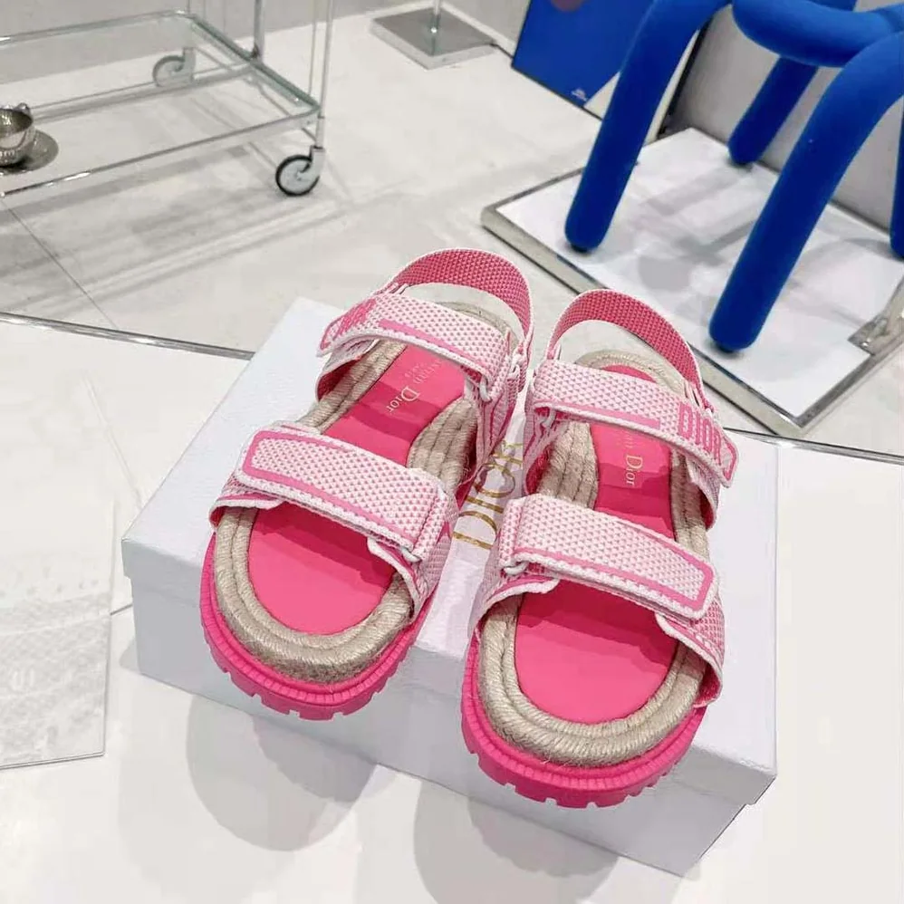 Dior Dioract Sandal White and Bright Pink Technical Mesh and Rubber for Women