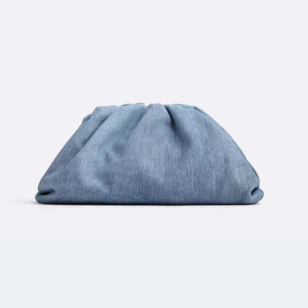 Bottega Veneta Teen Pouch Intrecciato Denim Effect Leather Clutch for Women Bottega Veneta Teen Pouch Intrecciato Denim Effect Leather Clutch for Women