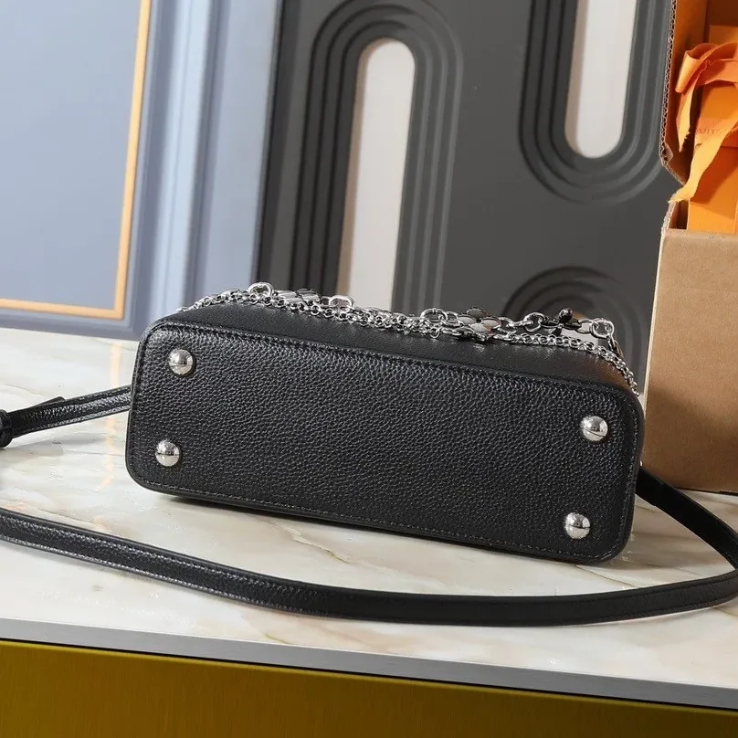 Louis Vuitton Capucines BB Top Handle Bag in Black Silver/ Gold Hardware