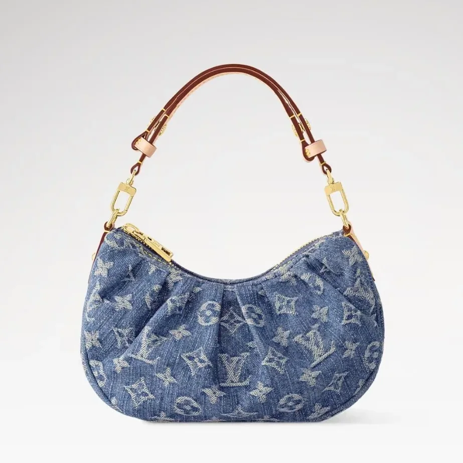 Louis Vuitton Pochette Valley Shoulder Bag in Denim Blue Gold Hardware