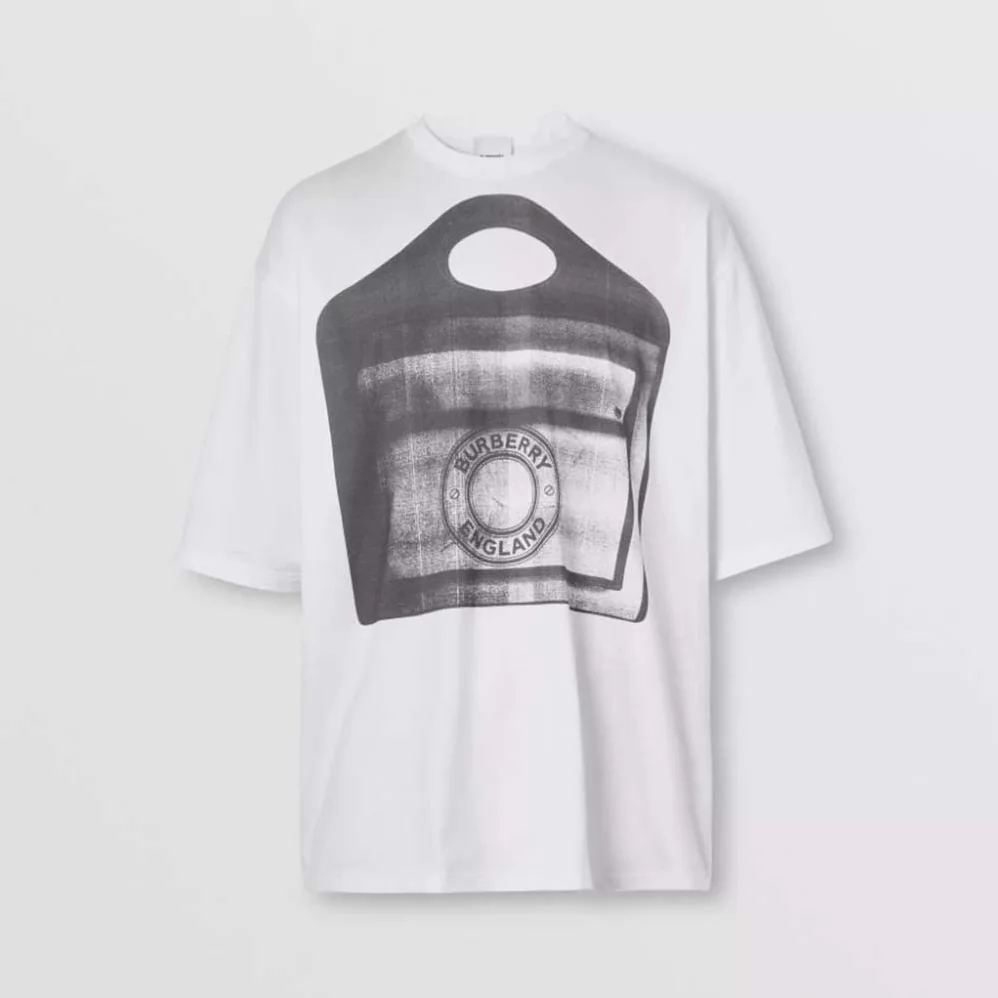 Burberry Pocket Bag Print Cotton Jersey T-shirt for Women in White Burberry Pocket Bag Print Cotton Jersey T-shirt for Women in White
