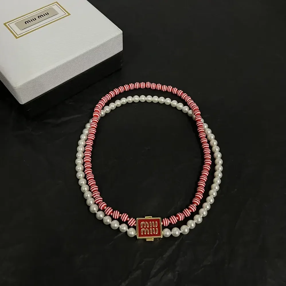 Miu Miu Metal and Synthetic Pearl Choker for Women Miu Miu Metal and Synthetic Pearl Choker for Women