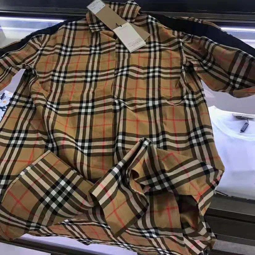 Burberry Satin Stripe Vintage Check Shirt for Women in Brown Burberry Satin Stripe Vintage Check Shirt for Women in Brown