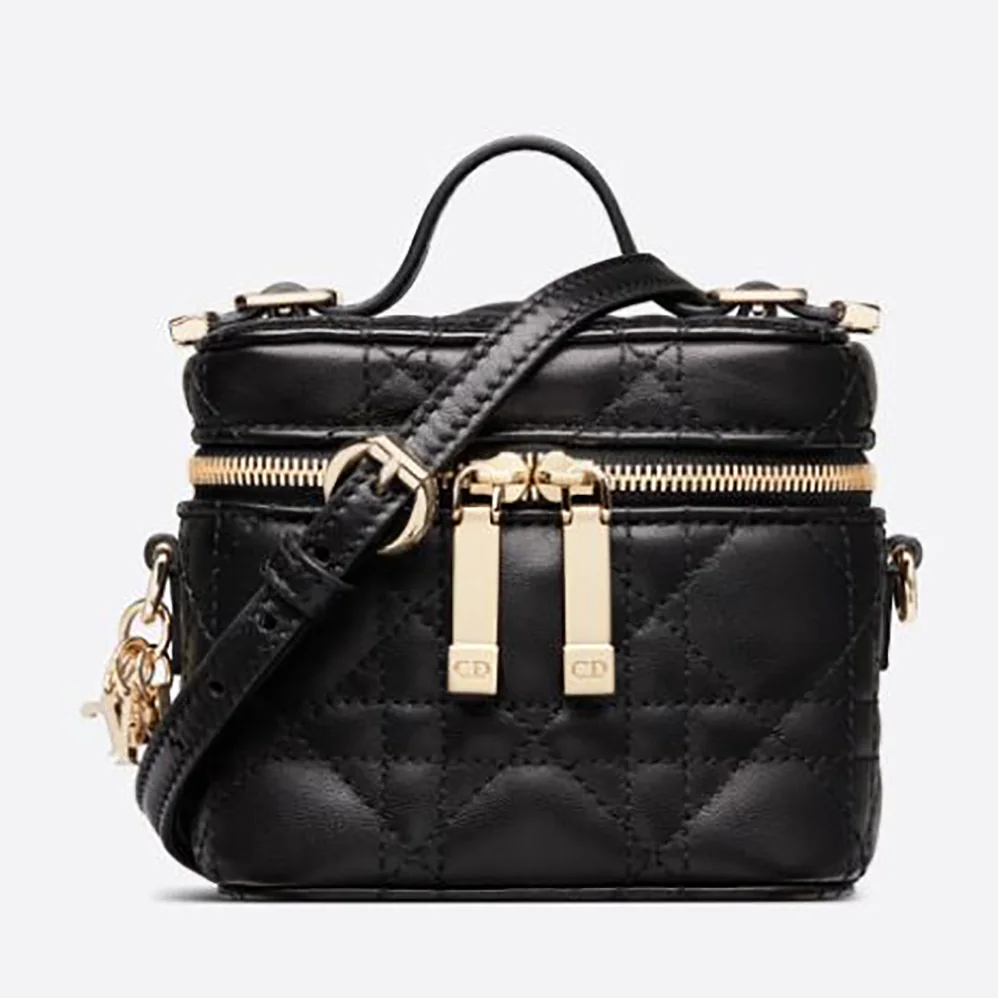 Dior Micro Lady Dior Vanity Case Cannage Lambskin for Women in Black Dior Micro Lady Dior Vanity Case Cannage Lambskin for Women in Black