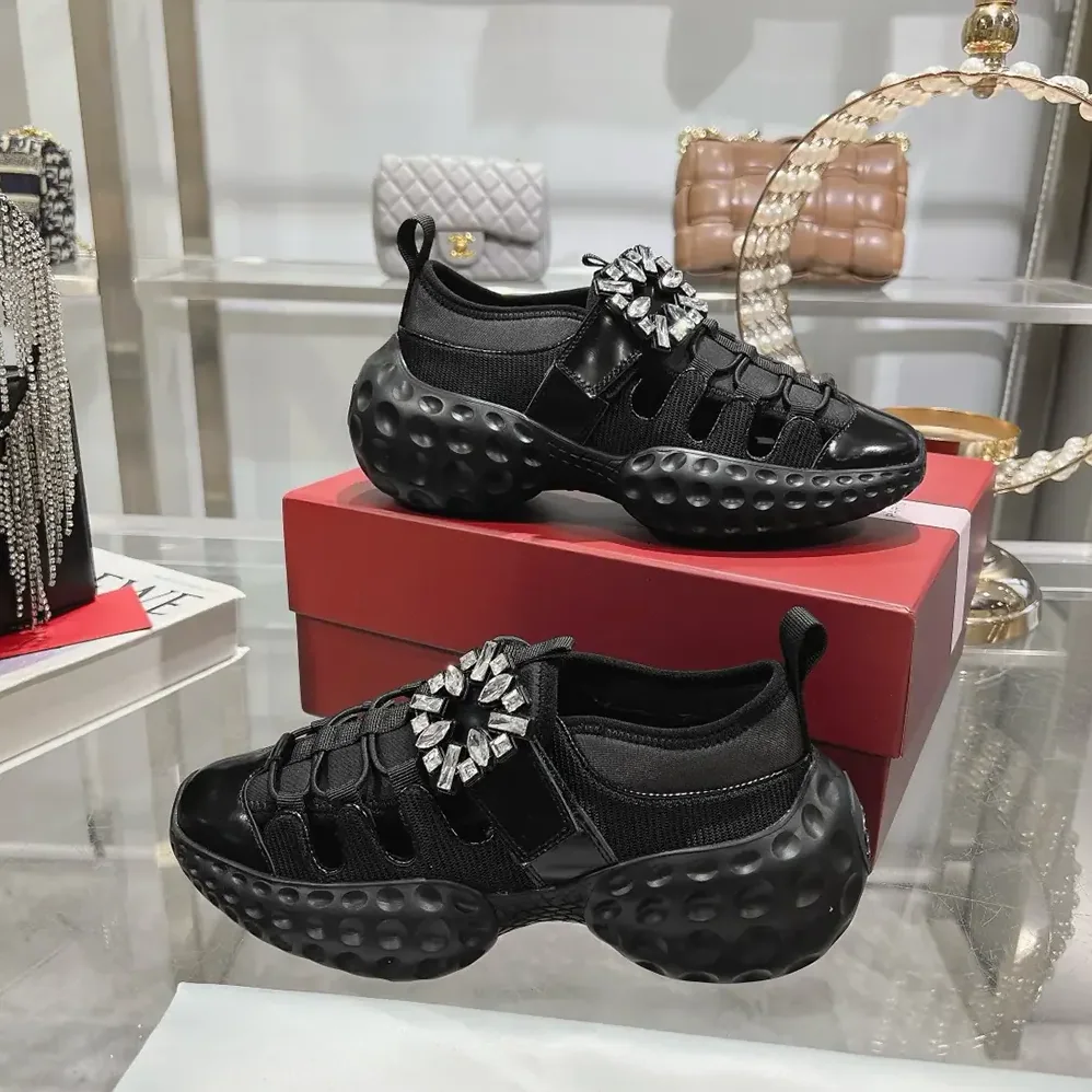 Roger Vivier Viv' Run Light Trekky Sneakers in Fabric for Women in Black Roger Vivier Viv' Run Light Trekky Sneakers in Fabric for Women in Black