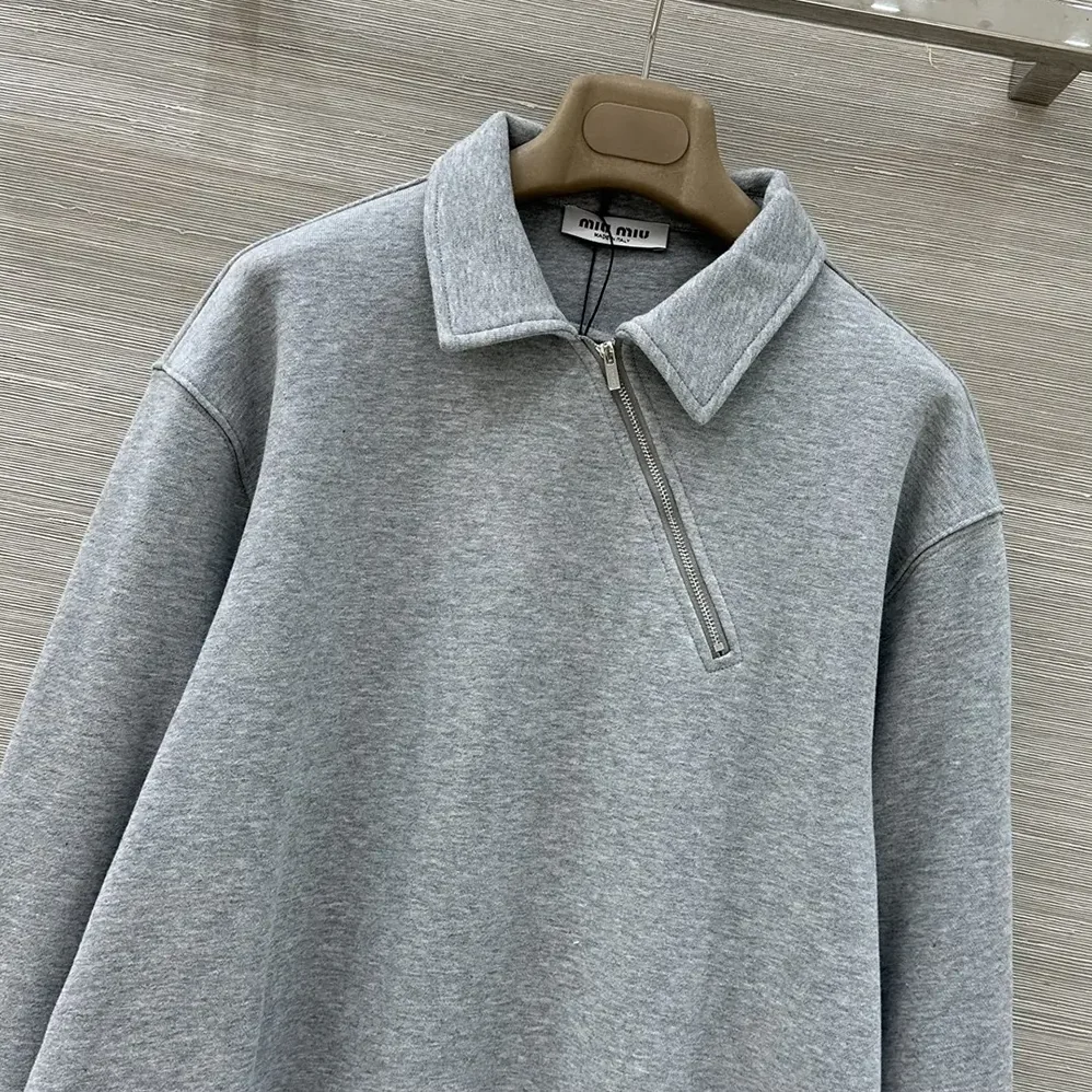 Miu Miu Zippered Cotton Fleece Jacket for Women Miu Miu Zippered Cotton Fleece Jacket for Women