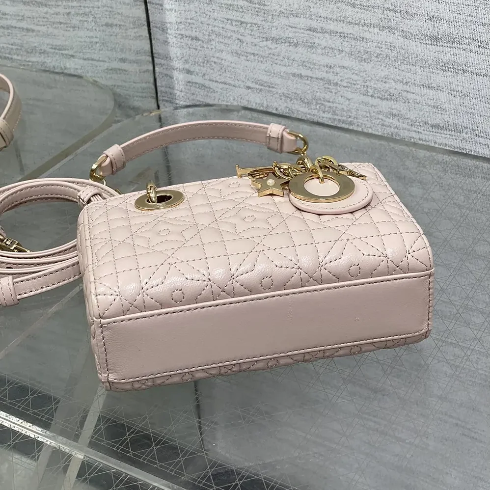 Dior Lady D-Joy Micro Bag Pink Cannage Lambskin with Star Motif for Women Dior Lady D-Joy Micro Bag Pink Cannage Lambskin with Star Motif for Women