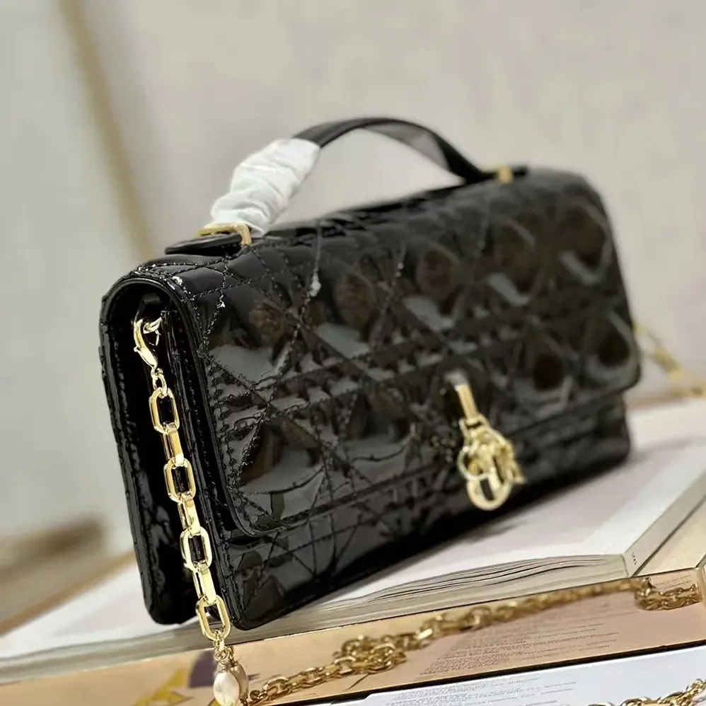 Dior My Dior Mini Bag Black Patent Cannage Calfskin for Women