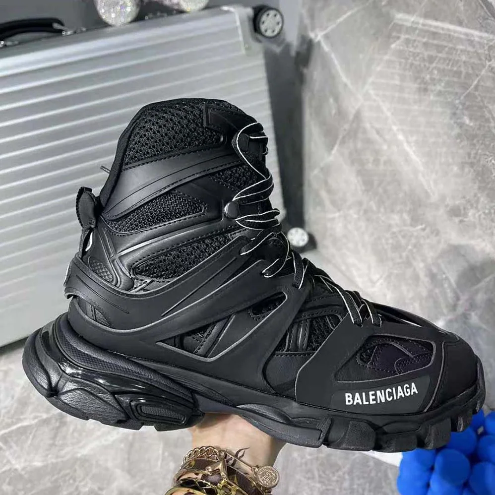 Balenciaga Track Hike Sneaker in Black Mesh and Nylon for Women