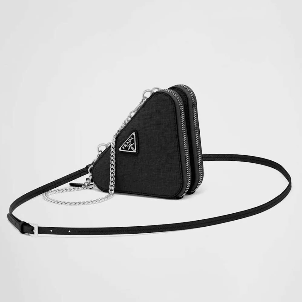 Prada Saffiano Leather Mini Pouch for Women in Black Prada Saffiano Leather Mini Pouch for Women in Black