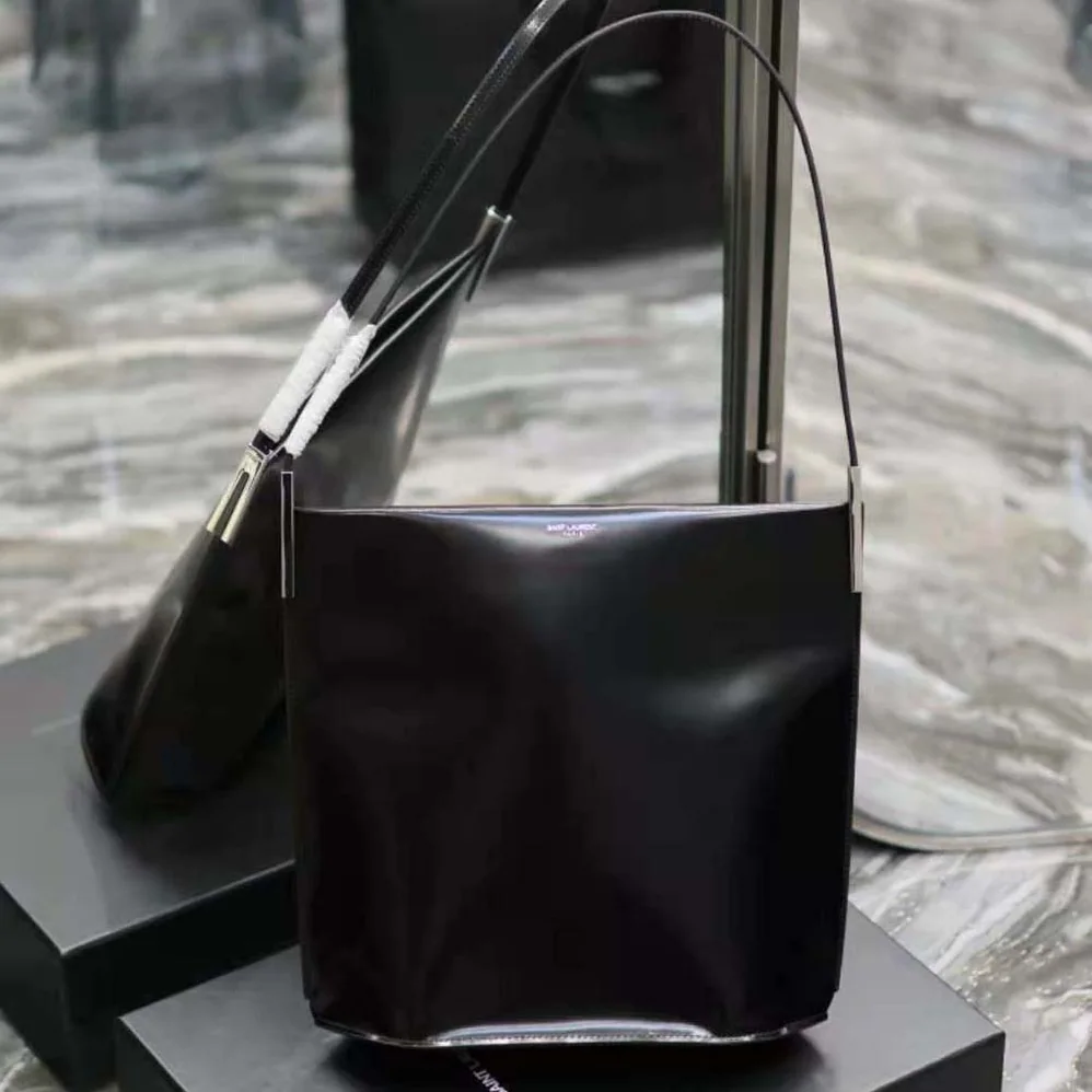 Saint Laurent YSL Suzanne Rigid Shoulder Bag in Shiny Leather for Women