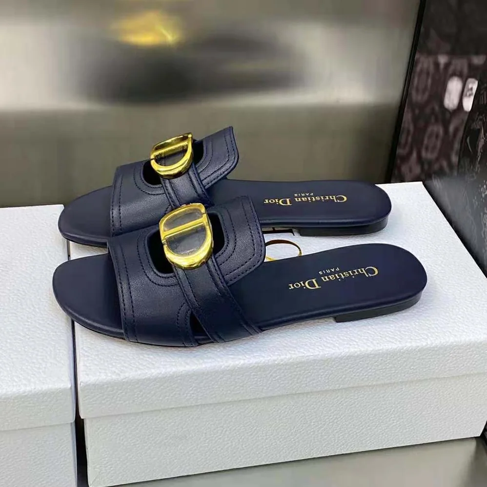 Dior 30 Montaigne Slide Black Calfskin for Women Dior 30 Montaigne Slide Black Calfskin for Women