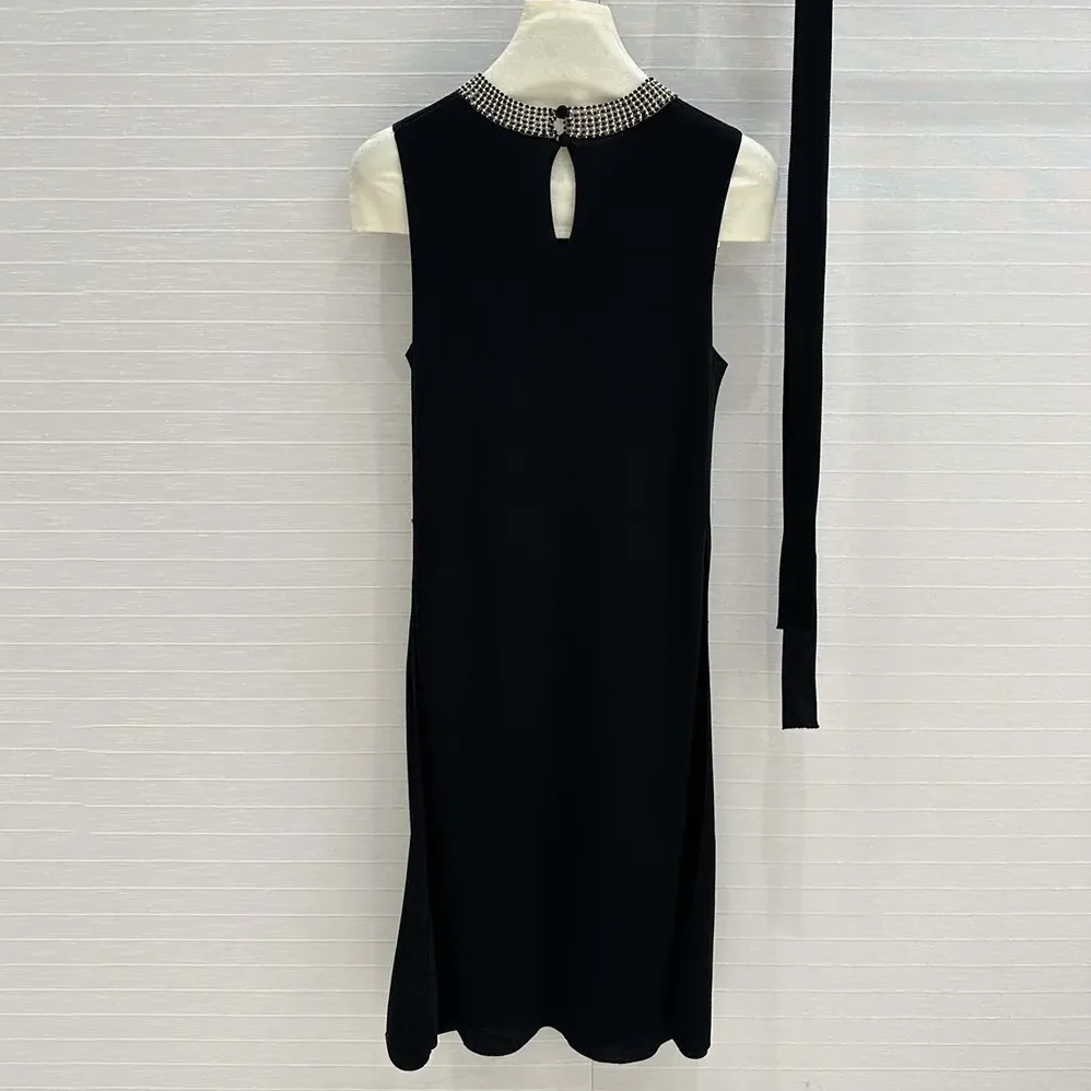 Dior Embroidered Tunic Black Silk Ribbed Knit for Women Dior Embroidered Tunic Black Silk Ribbed Knit for Women