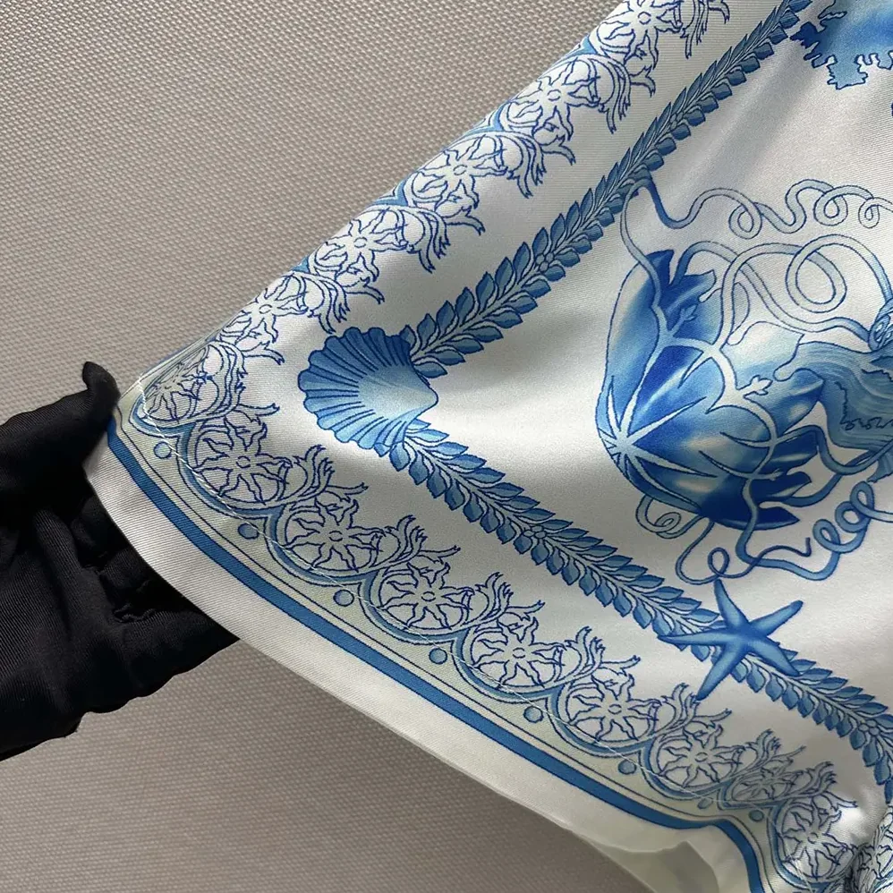 Versace Underwater Barocco Cotton Shorts for Women in Blue Versace Underwater Barocco Cotton Shorts for Women in Blue