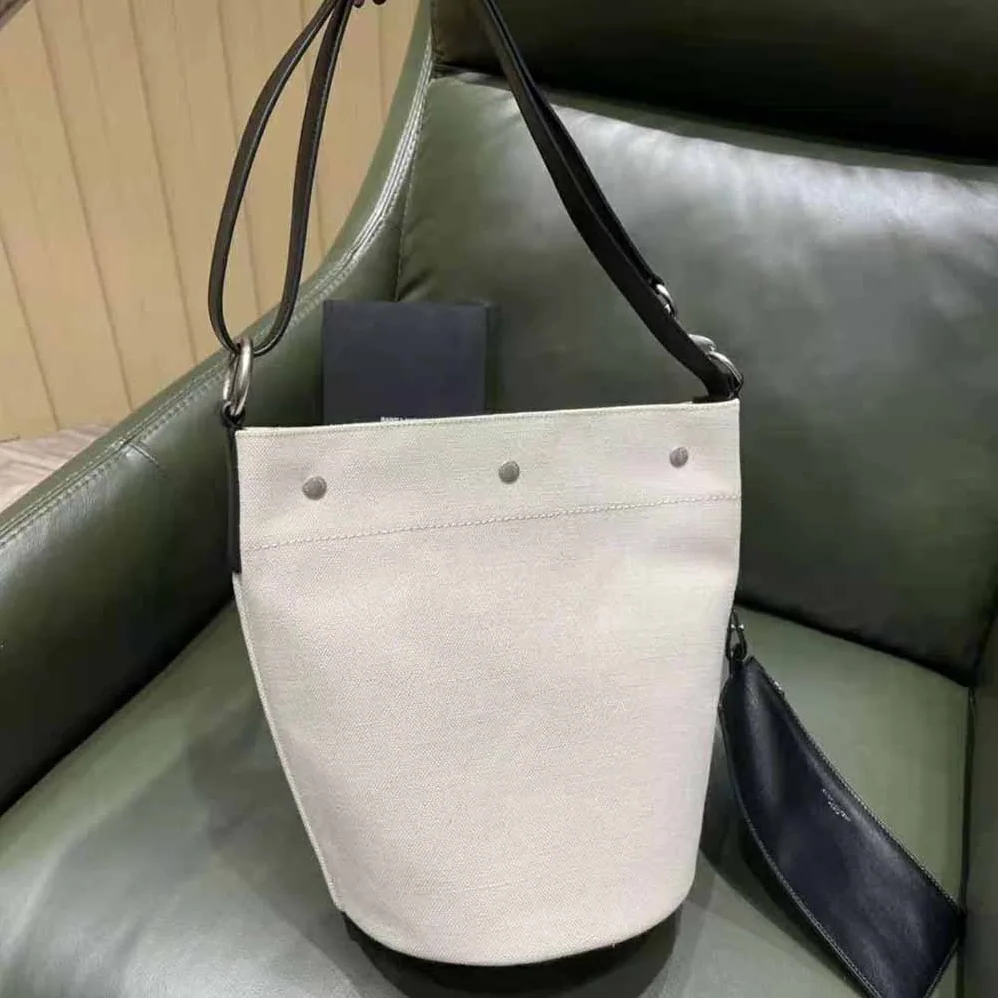 Saint Laurent YSL Rive Gauche Bucket Bag in Linen for Women in Black Saint Laurent YSL Rive Gauche Bucket Bag in Linen for Women in Black