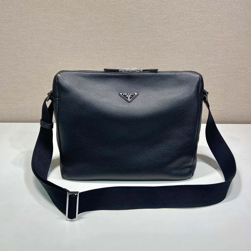 Prada Leather Shoulder Bag for Men in Black
