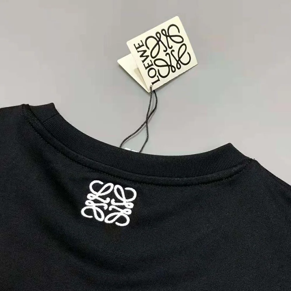 Loewe Elephant Embroidered T-Shirt in Cotton for Women in Black