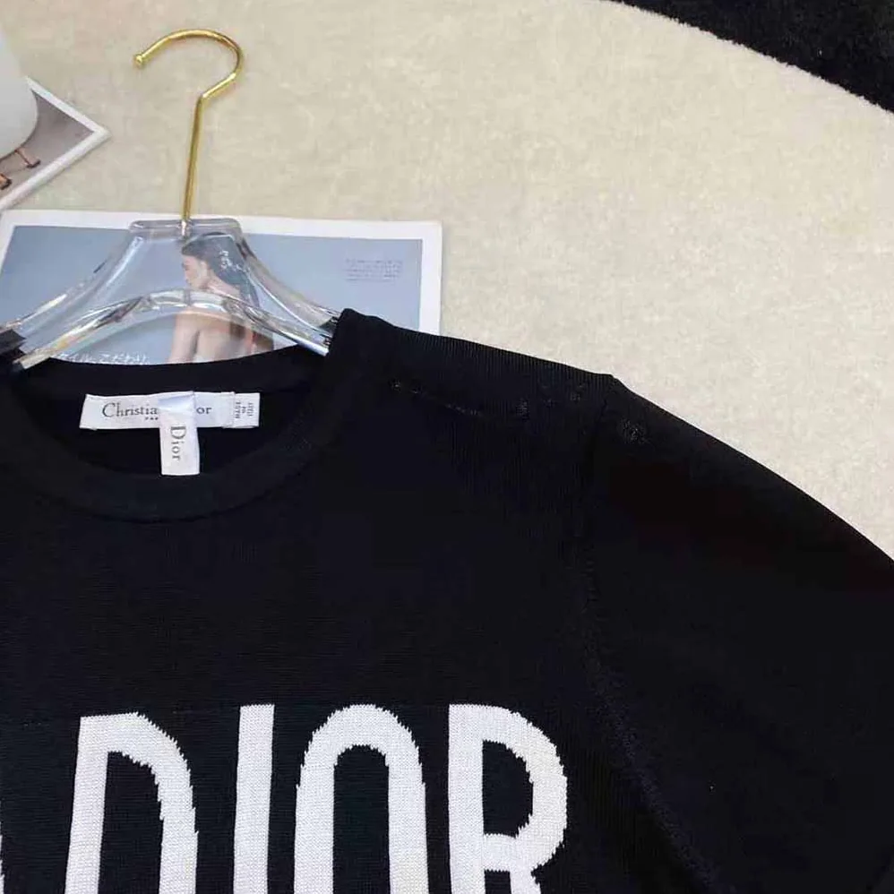 Dior J adior 8 T-Shirt Black Cotton Jersey and Linen for Women
