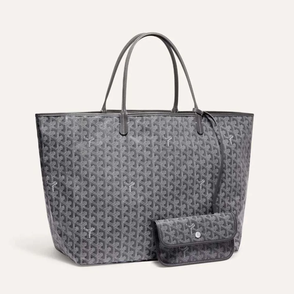Goyard Sac Saint Louis GM in Goyardine Canvas & Chevroches Calfskin for Women in Silver