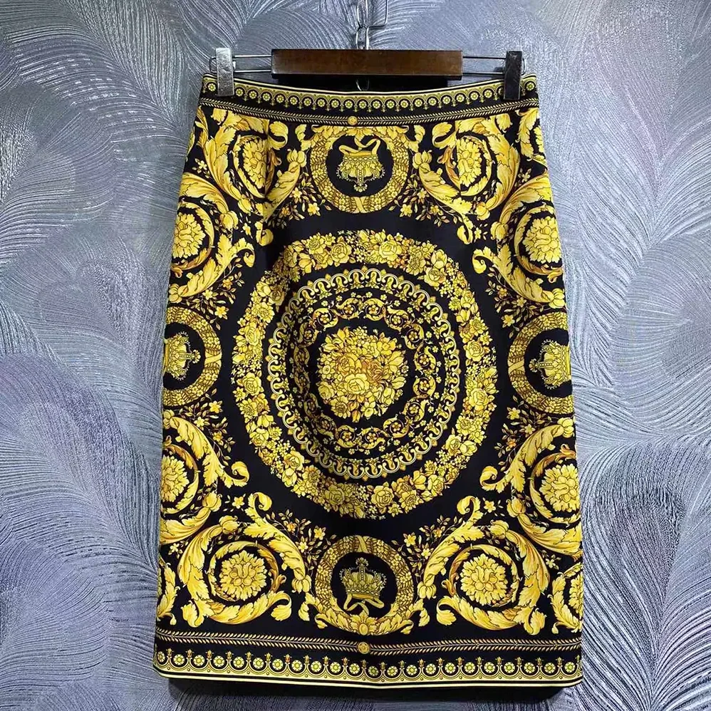 Versace Barocco Bomber Skirt for Women in Yellow Versace Barocco Bomber Skirt for Women in Yellow