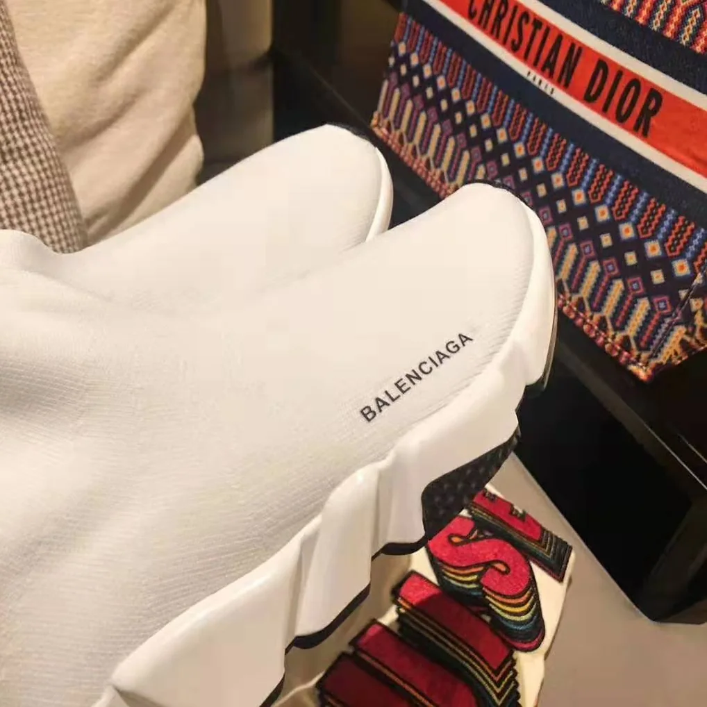 Balenciaga Speed Trainers in Knit and Balenciaga Logo for Women in White