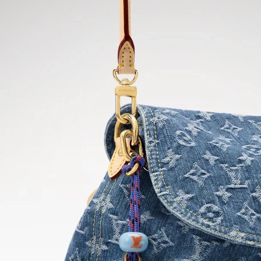 Louis Vuitton Montsouris Cargo Backpack in Blue Denim Gold Hardware