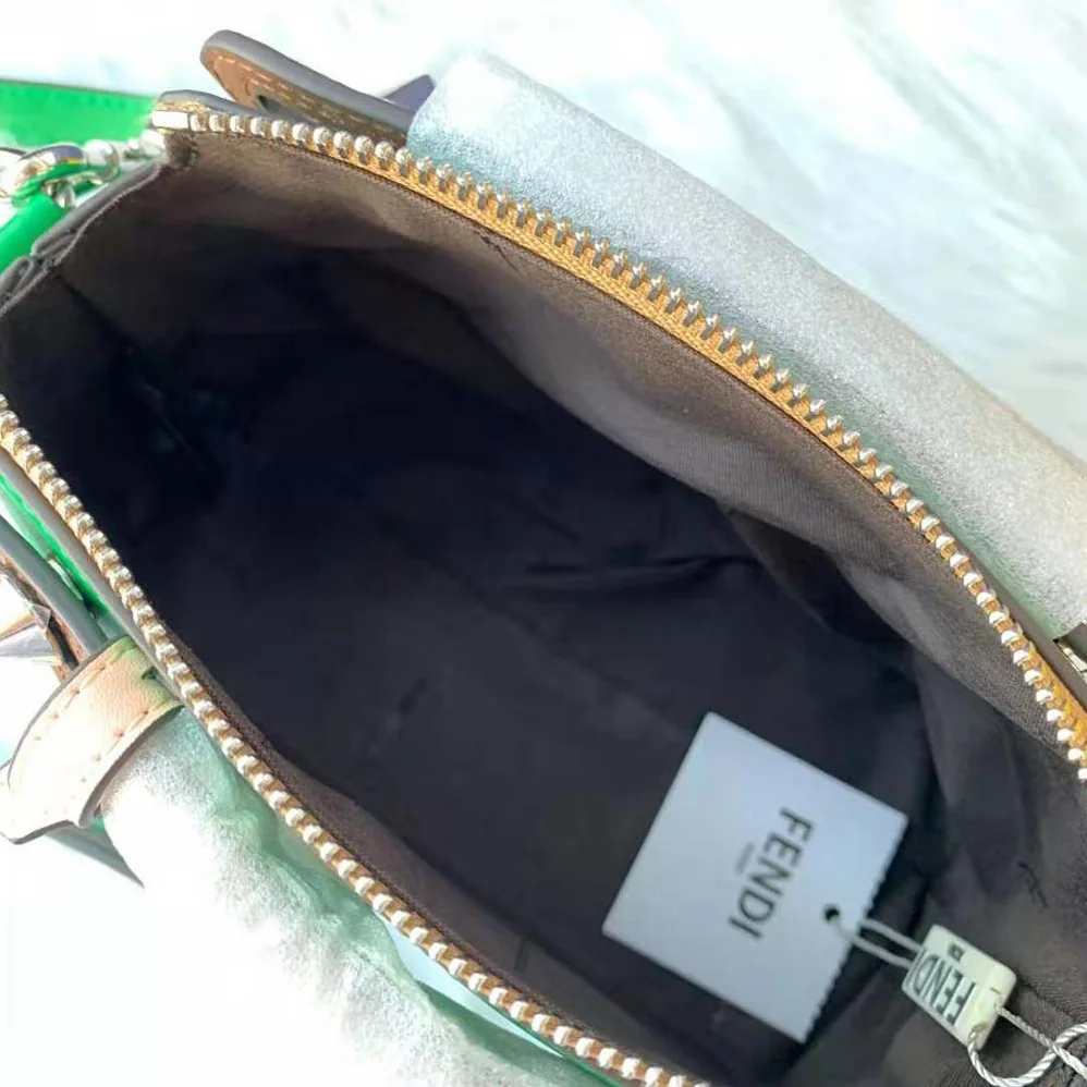 Fendi by the way Mini Multicolor Leather Boston Bag for Women in Green Fendi by the way Mini Multicolor Leather Boston Bag for Women in Green