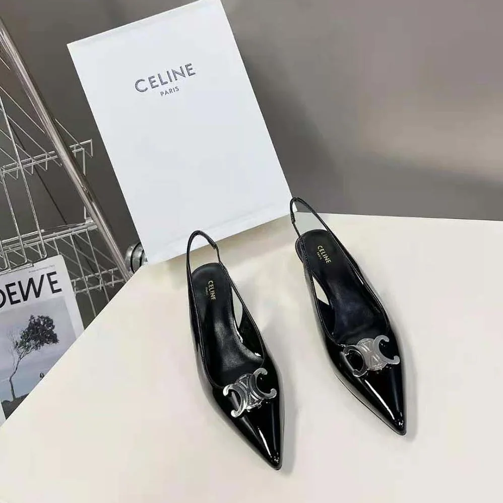 Celine Alma Triomphe Slingback in Glossy Calfskin for Women