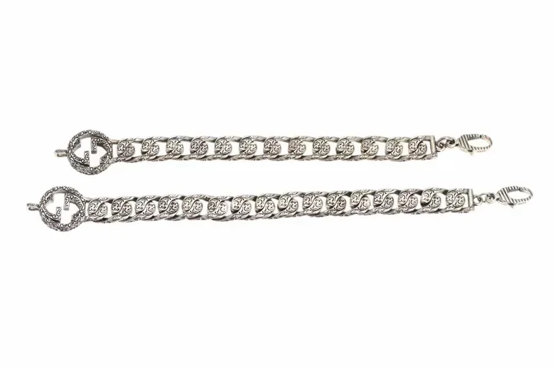 Gucci Interlocking G Chain Bracelet Silver Tone Gucci Interlocking G Chain Bracelet Silver Tone
