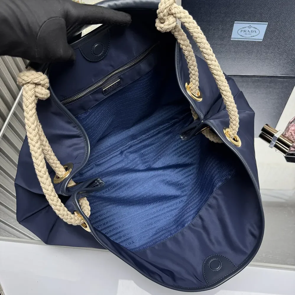 Prada Mariner Large Re-Nylon Shoulder Bag for Women in Navy
