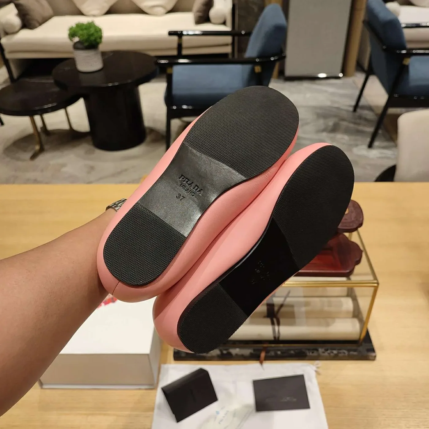 Prada Soft Padded Nappa Ballerinas Light Pink Prada Soft Padded Nappa Ballerinas Light Pink