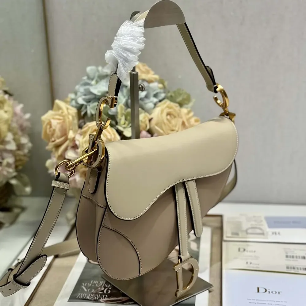 Dior Saddle Bag with Strap Two-Tone Biscuit and Trench Beige Supple Calfskin for Women Dior Saddle Bag with Strap Two-Tone Biscuit and Trench Beige Supple Calfskin for Women