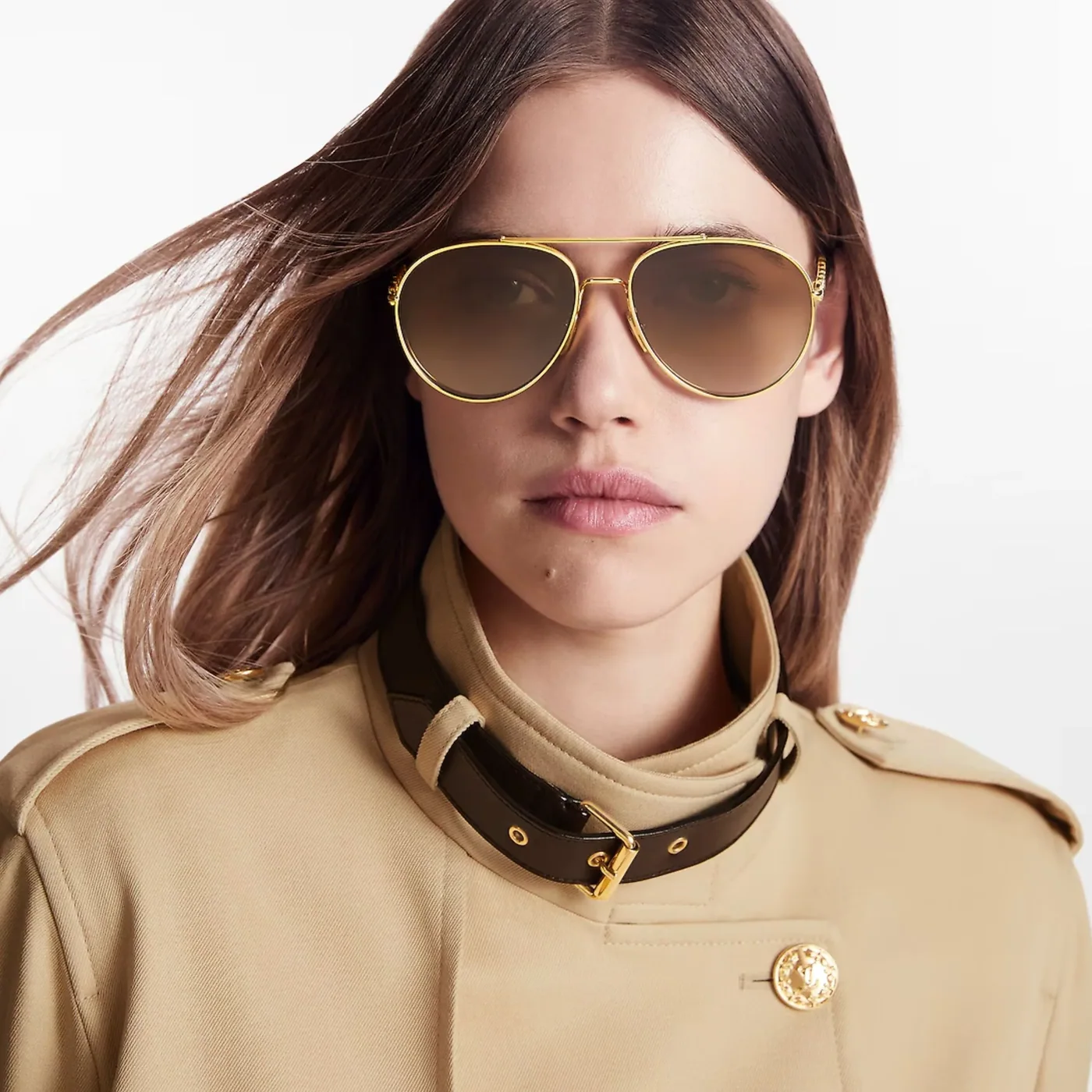 Louis Vuitton My LV Chain Pilot Sunglasses Gold Louis Vuitton My LV Chain Pilot Sunglasses Gold