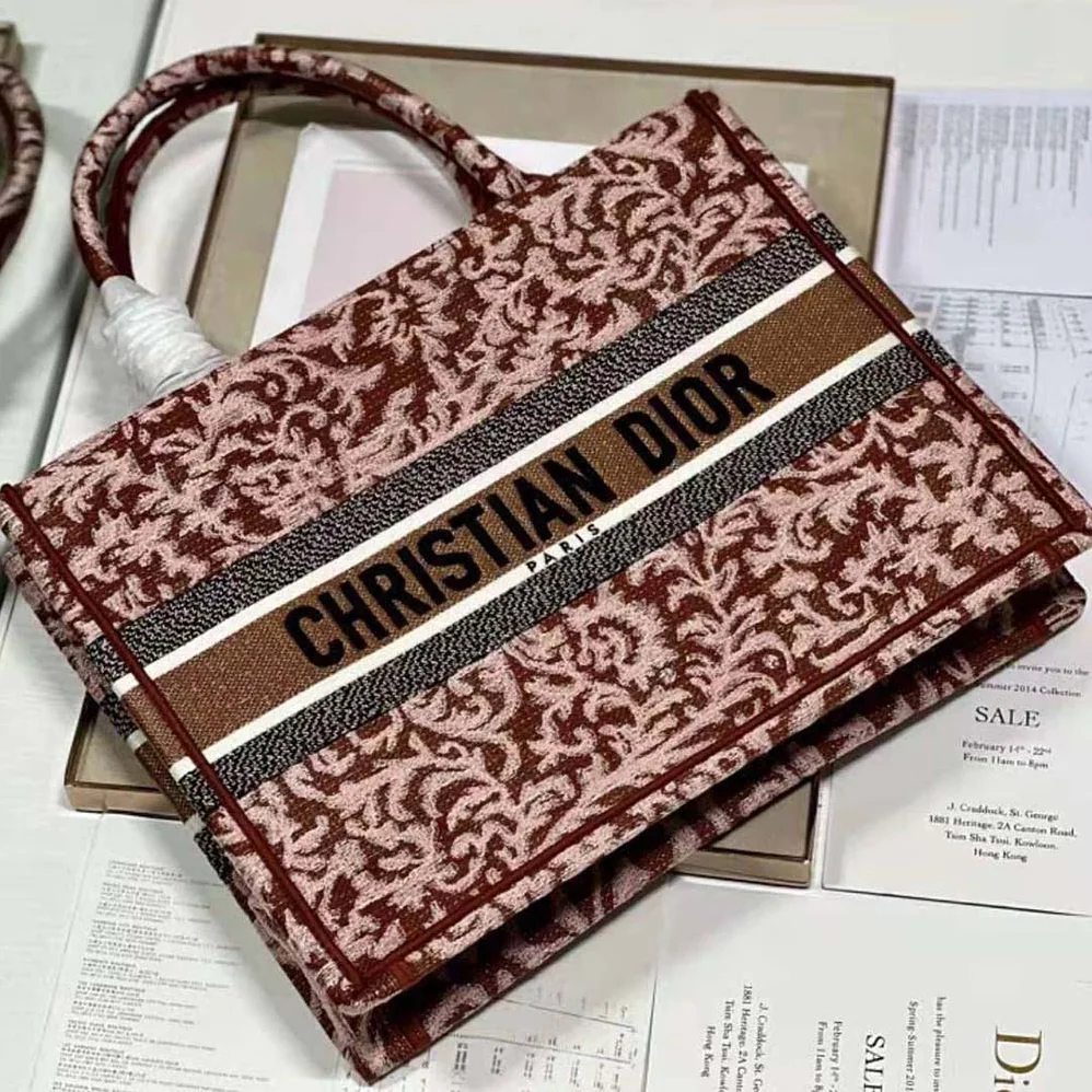Dior Medium Dior Book Tote Metallic Pink Dior Brocart Embroidery for Women Dior Medium Dior Book Tote Metallic Pink Dior Brocart Embroidery for Women