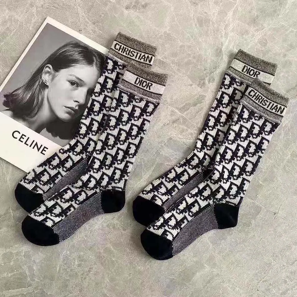 Dior Socks Blue and Ecru Dior Oblique Technical Cotton for Women Dior Socks Blue and Ecru Dior Oblique Technical Cotton for Women